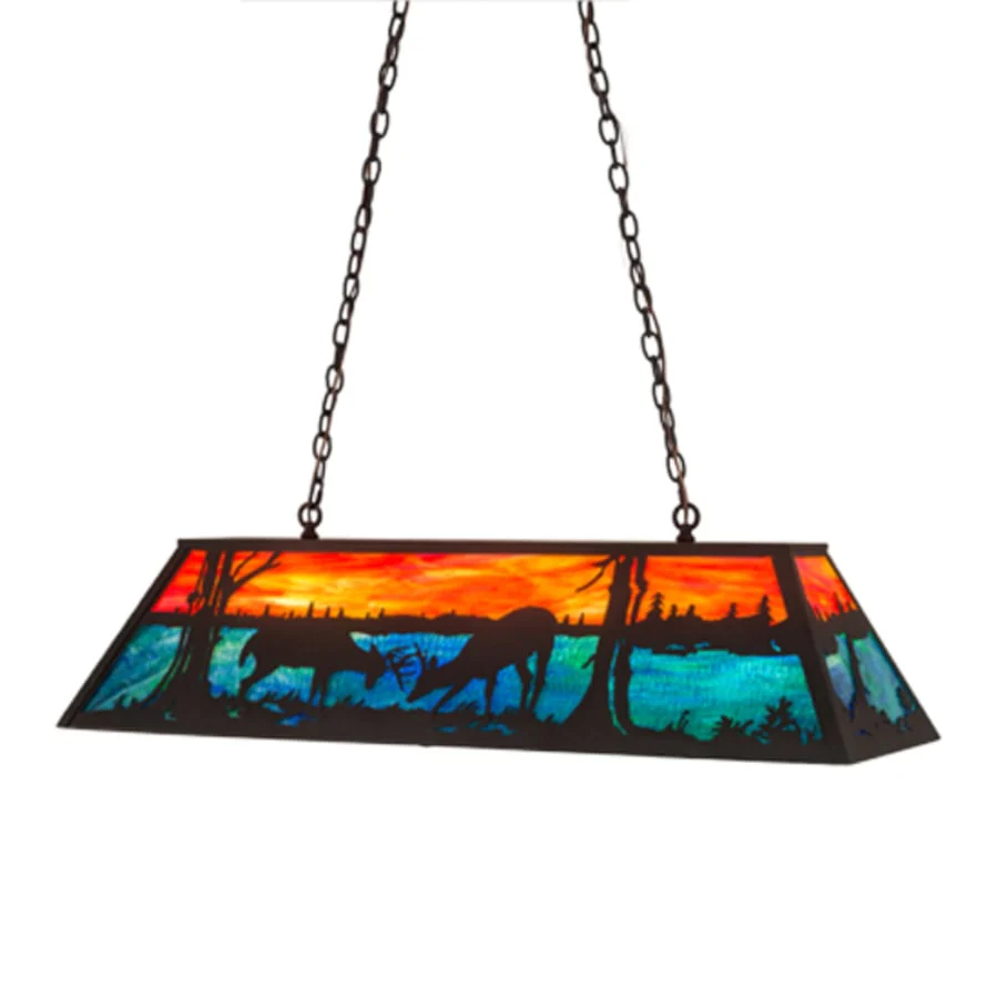 Meyda Tiffany Battling Bucks 6 Light 48" Wide Linear Pendant - Image 2
