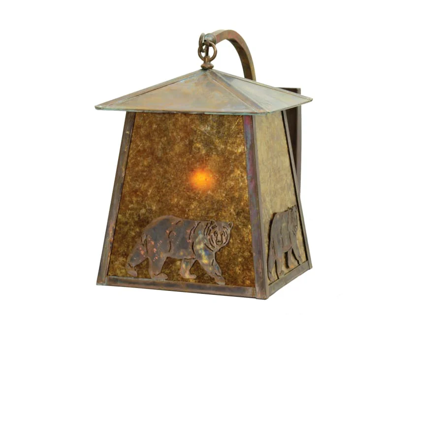 Meyda Tiffany 14" Wide Stillwater Northwoods Lone Bear Curved Arm Wall Sconce - Image 1