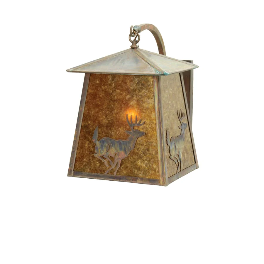 Meyda Tiffany 14" Wide Stillwater Lone Deer Curved Arm Wall Sconce - Image 1