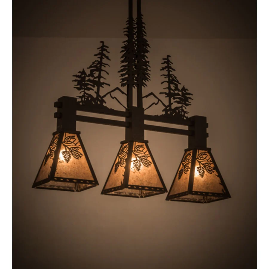 Meyda Tiffany Tall Pines 3 Light 30" Wide Linear Pendant - Image 1