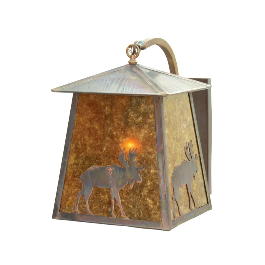Meyda Tiffany 14" Wide Stillwater Lone Moose Curved Arm Wall Sconce - Image 1