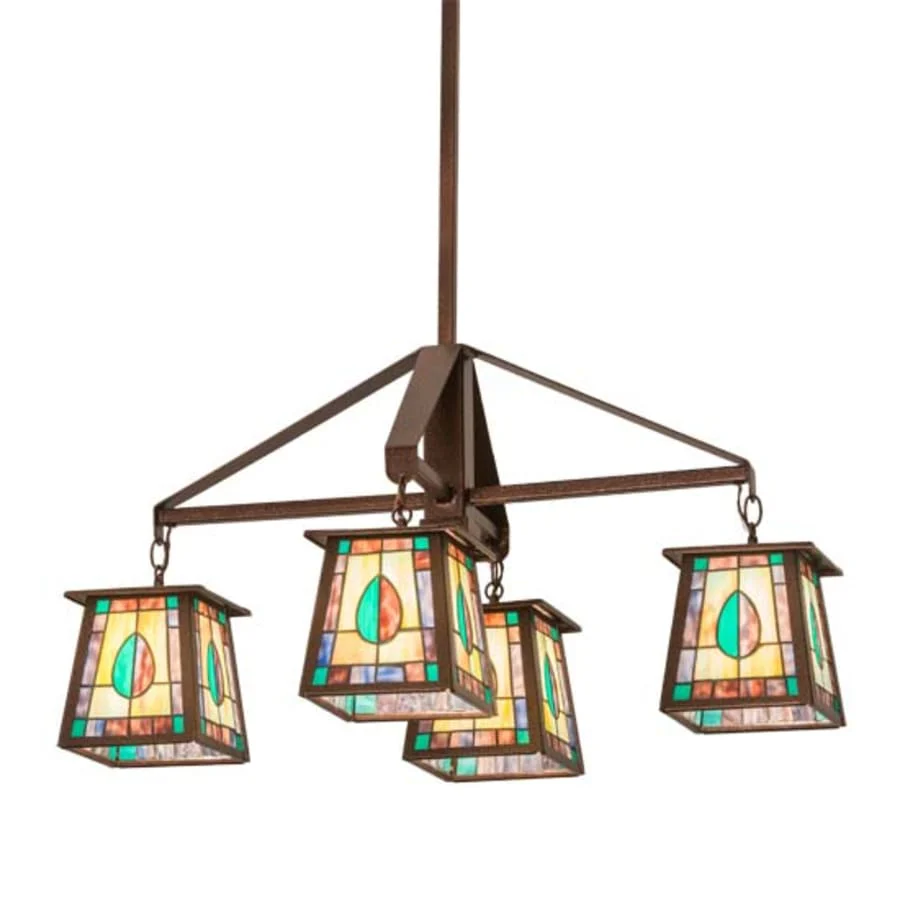Meyda Tiffany Long Mackintosh Leaf 4 Light 24" Wide Chandelier - Image 1