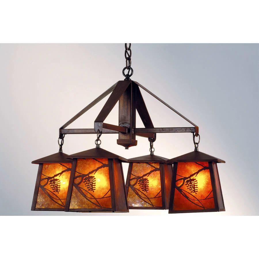 Meyda Tiffany Whispering Pines 4 Light 38" Wide Chandelier with Brown Mica Shade - Image 1