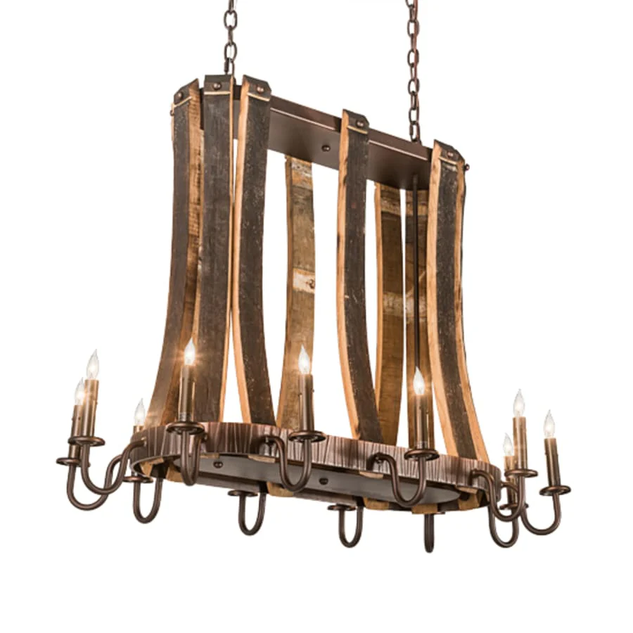 Meyda Tiffany Barrel Stave Madera 12 Light 40" Wide Taper Candle Linear Chandelier - Image 2