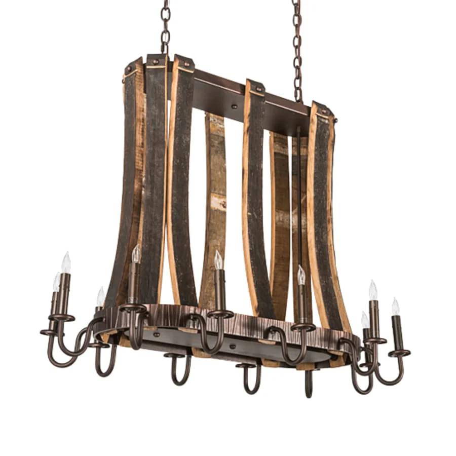 Meyda Tiffany Barrel Stave Madera 12 Light 40" Wide Taper Candle Linear Chandelier - Image 3