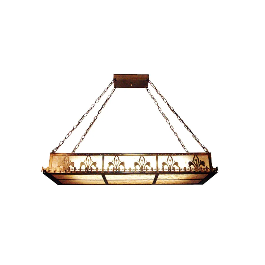 Meyda Tiffany Gothic Fleur-De-Lis 2 Light 48" Wide Billiard Chandelier with Silver Mica Shade - Image 1