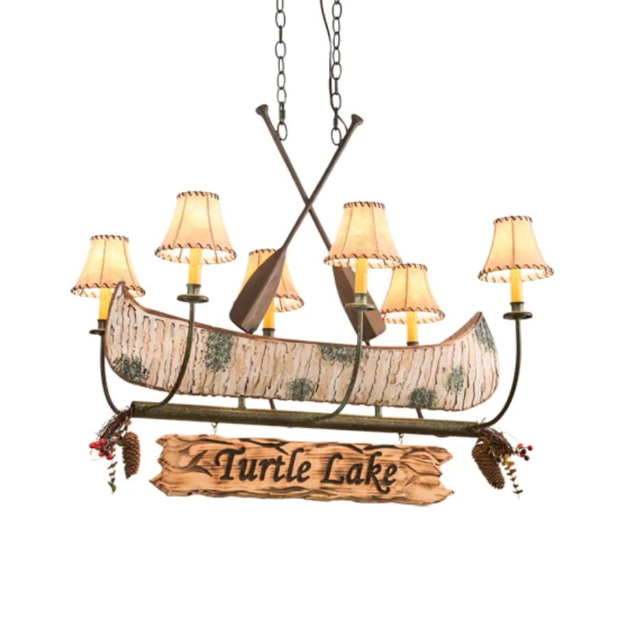 Meyda Tiffany Long Personalized Canoe 6 Light 39" Wide Linear Chandelier - Image 2