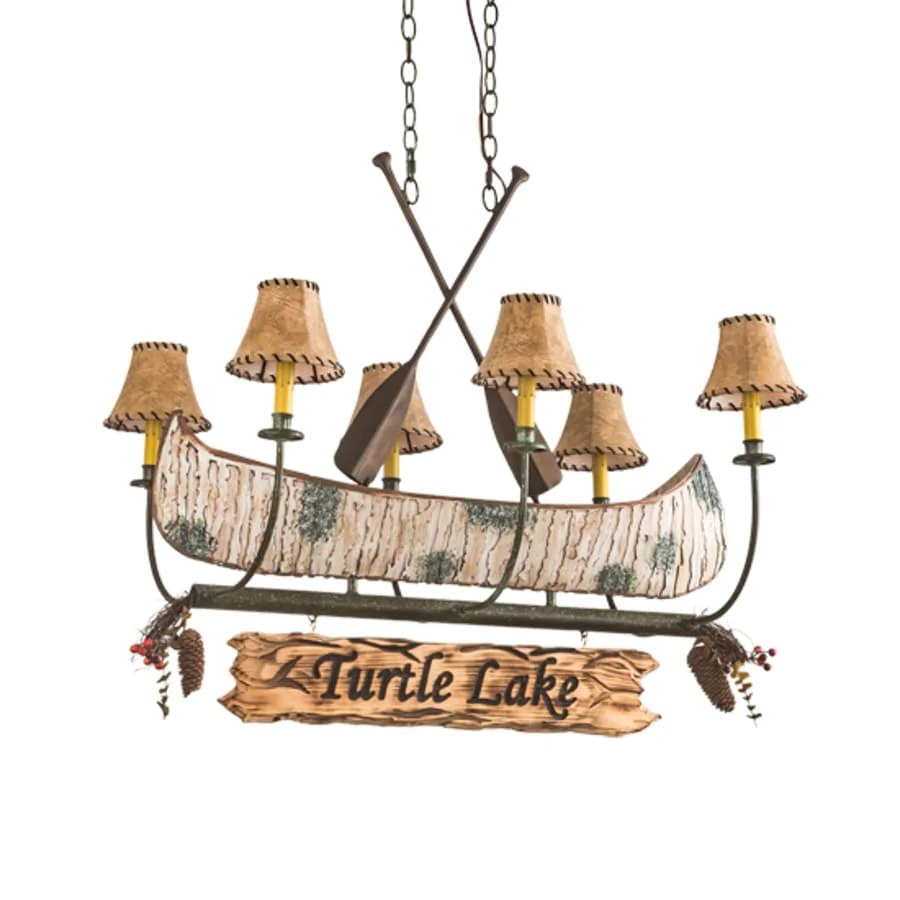 Meyda Tiffany Long Personalized Canoe 6 Light 39" Wide Linear Chandelier - Image 3