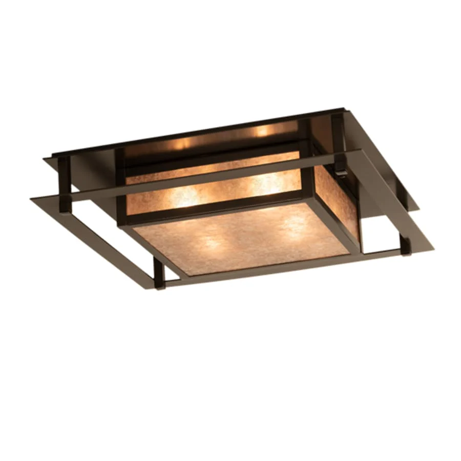 Meyda Tiffany Quezon 4 Light 34″ Wide Flush Mount Square Ceiling Fixture – Timeless Bronze Finish