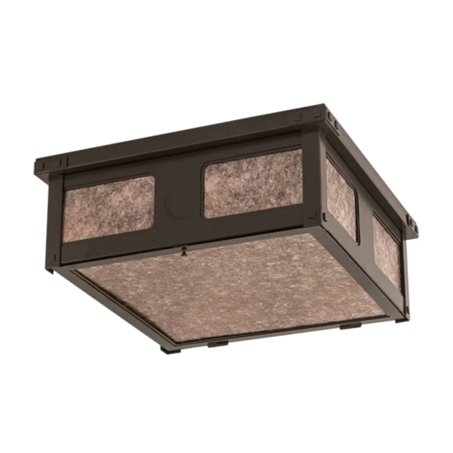 Meyda Tiffany Quezon 4 Light 34" Wide Flush Mount Square Ceiling Fixture with Silver Mica Shade - Timeless Bronze Finish - Image 3