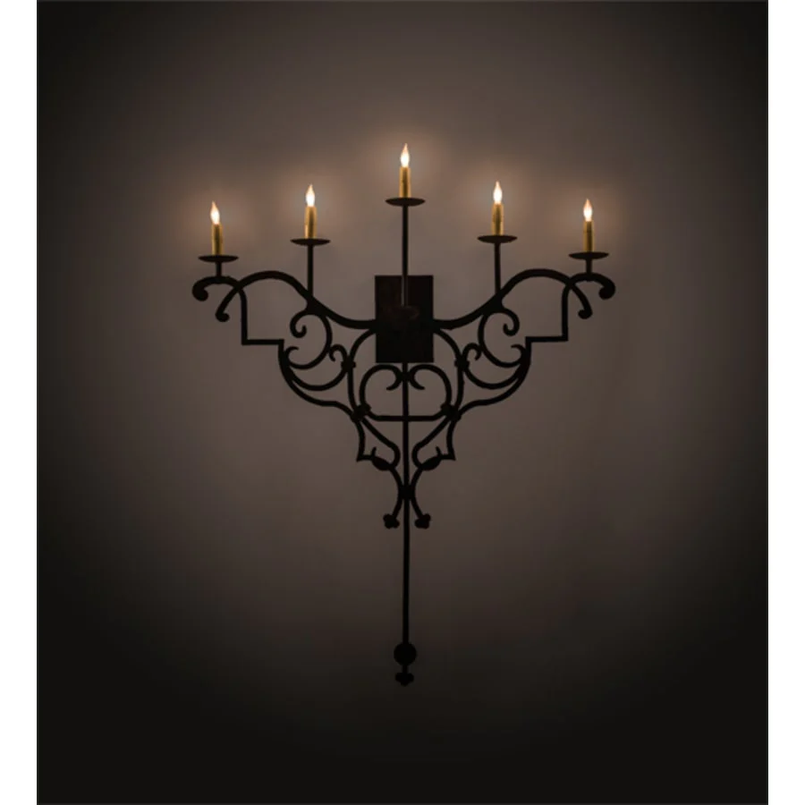 Meyda Tiffany Fleur De Lys 5 Light 45" Tall Hand Crafted Wall Sconce - Image 1