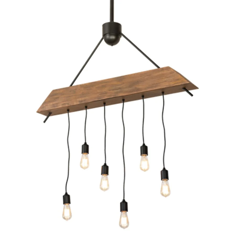 Meyda Tiffany 6 Light 44" Wide Wood Linear Pendant - Image 1
