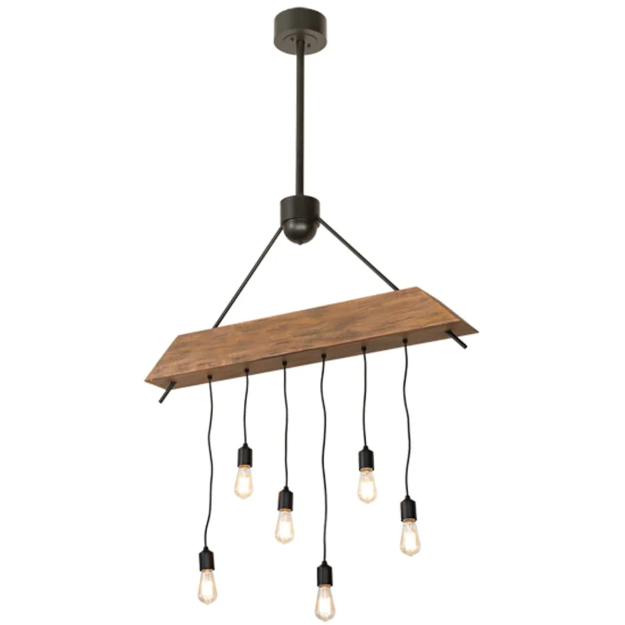 Meyda Tiffany 6 Light 44" Wide Wood Linear Pendant - Image 3