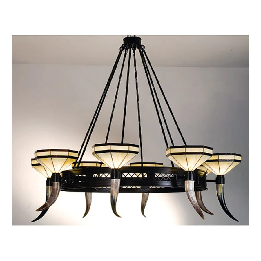 Meyda Tiffany Top Ridge 8 Light 72" Wide Chandelier with Cream Glass Shade - Image 1