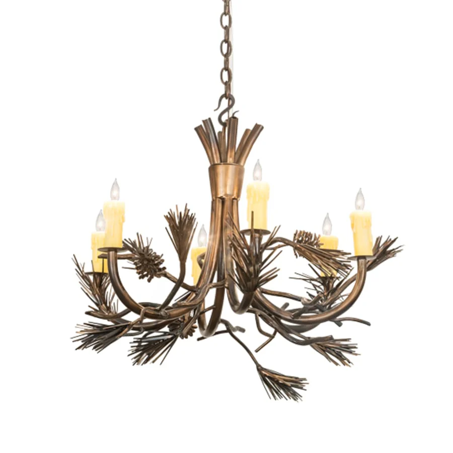 Meyda Tiffany Woodland Pine 6 Light 29" Wide Taper Candle Style Chandelier - Image 2
