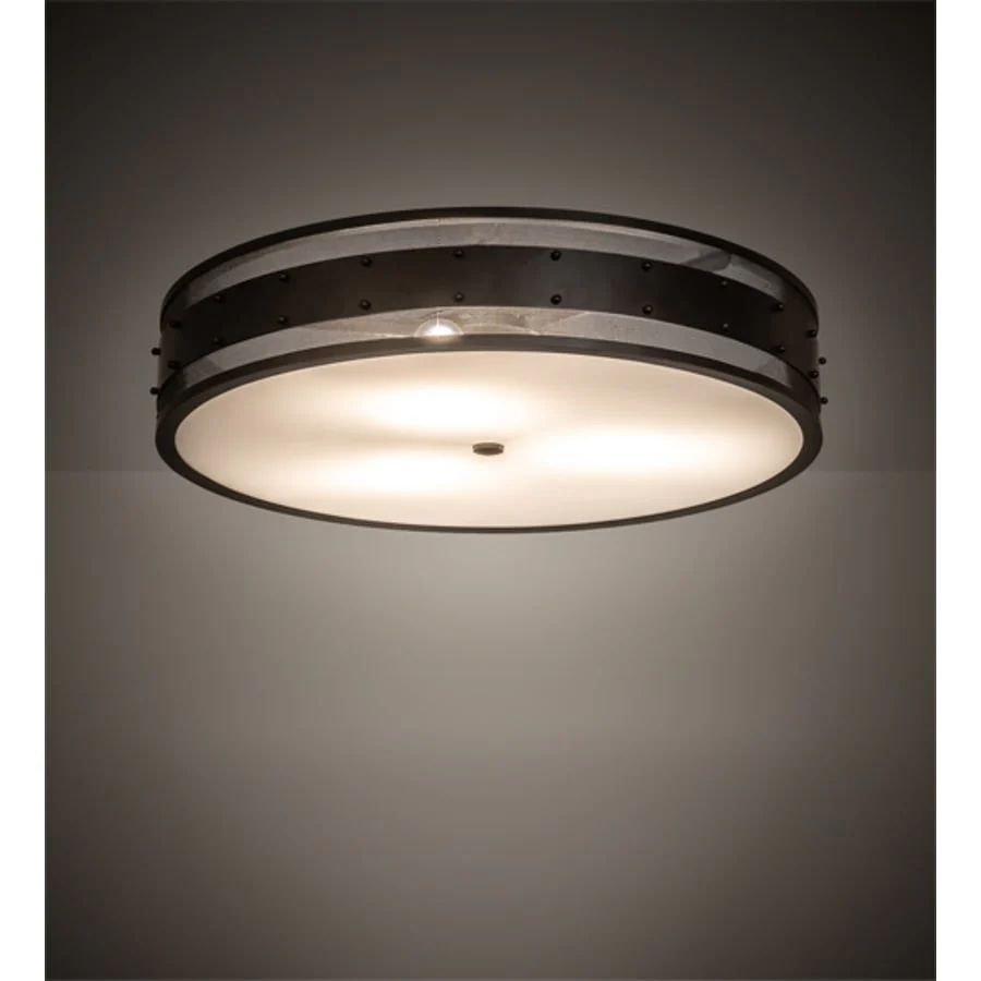 Meyda Tiffany Nolan 3 Light 30" Wide Flush Mount Drum Ceiling Fixture - Image 2