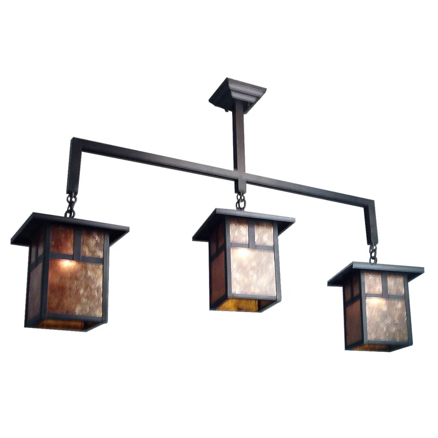 Meyda Tiffany Hyde Park 3 Light 47" Wide Linear Chandelier with Brown Glass Shade - Image 1