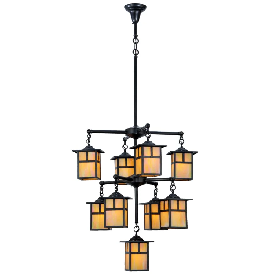 Meyda Tiffany Hyde Park 9 Light 32" Wide Chandelier with Yellow Glass Shade - Image 1