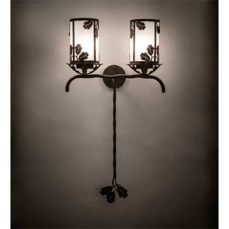 Meyda Tiffany Blue Oak 2 Light 40" Tall Wall Sconce - Image 1