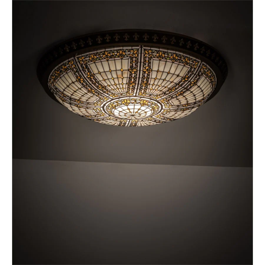 Meyda Tiffany Fleur-de-lis 8 Light 45" Wide Flush Mount Bowl Ceiling Fixture - Image 2
