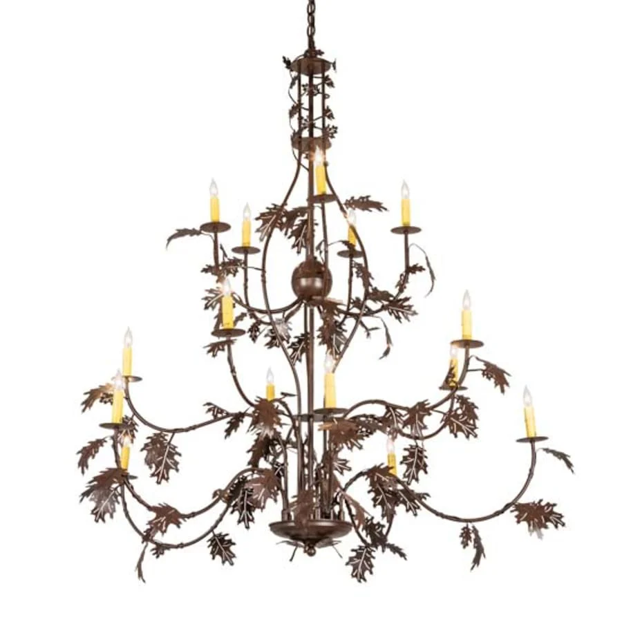 Meyda Tiffany Oak Leaf 15 Light 48" Wide Taper Candle Style Chandelier - Image 1