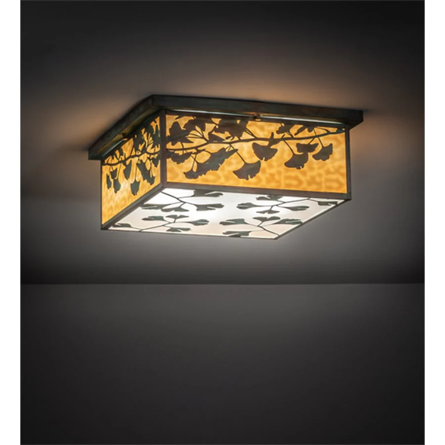 Meyda Tiffany Hyde Park Ginkgo 6 Light 28" Wide Flush Mount Square Ceiling Fixture - Image 2