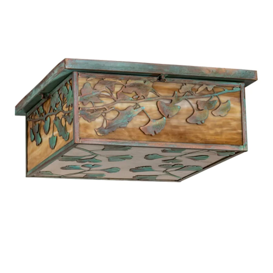 Meyda Tiffany Hyde Park Ginkgo 6 Light 28" Wide Flush Mount Square Ceiling Fixture - Image 3