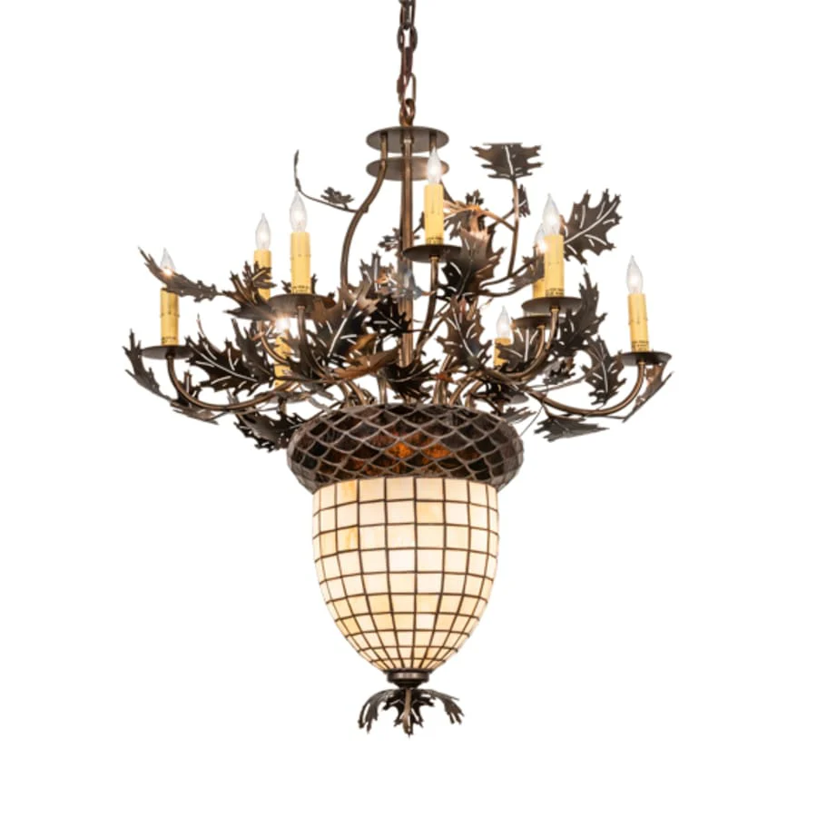 Meyda Tiffany Oak Leaf and Acorn 10 Light 34" Wide Taper Candle Style Chandelier - Image 2