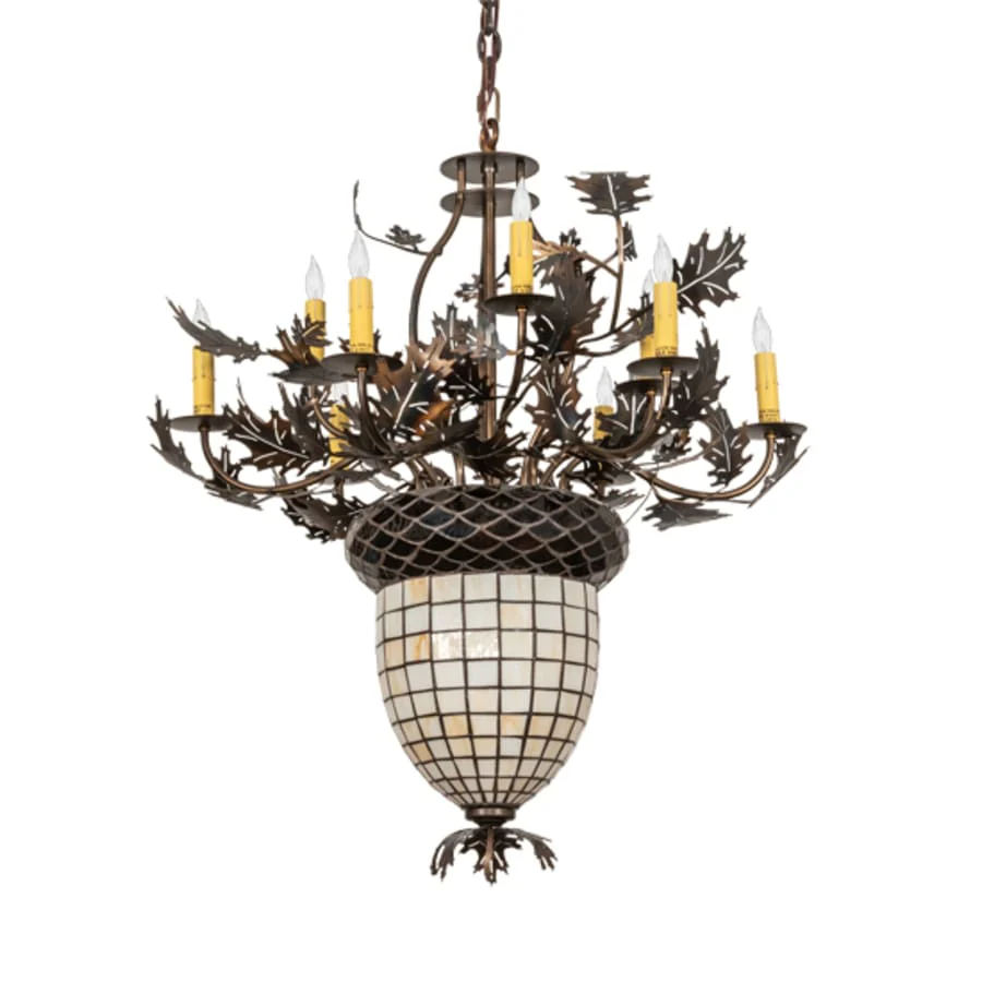 Meyda Tiffany Oak Leaf and Acorn 10 Light 34" Wide Taper Candle Style Chandelier - Image 3