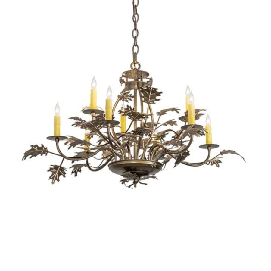 Meyda Tiffany Oak Leaf 9 Light 32" Wide Taper Candle Style Chandelier - Image 1