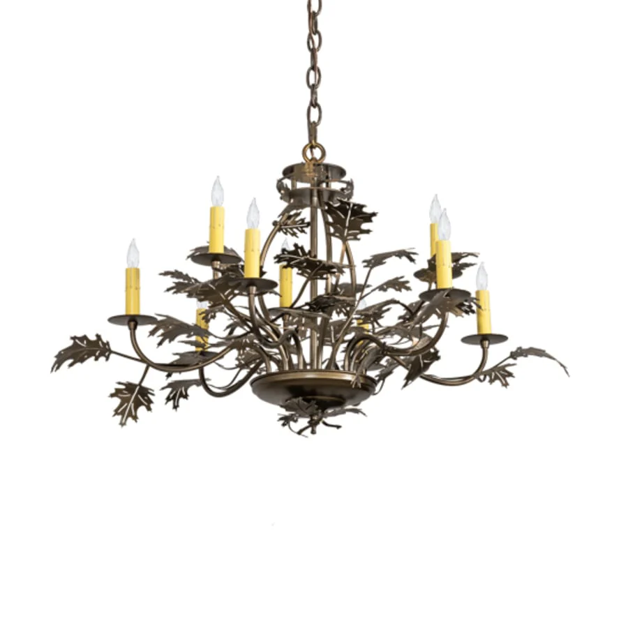 Meyda Tiffany Oak Leaf 9 Light 32" Wide Taper Candle Style Chandelier - Image 3