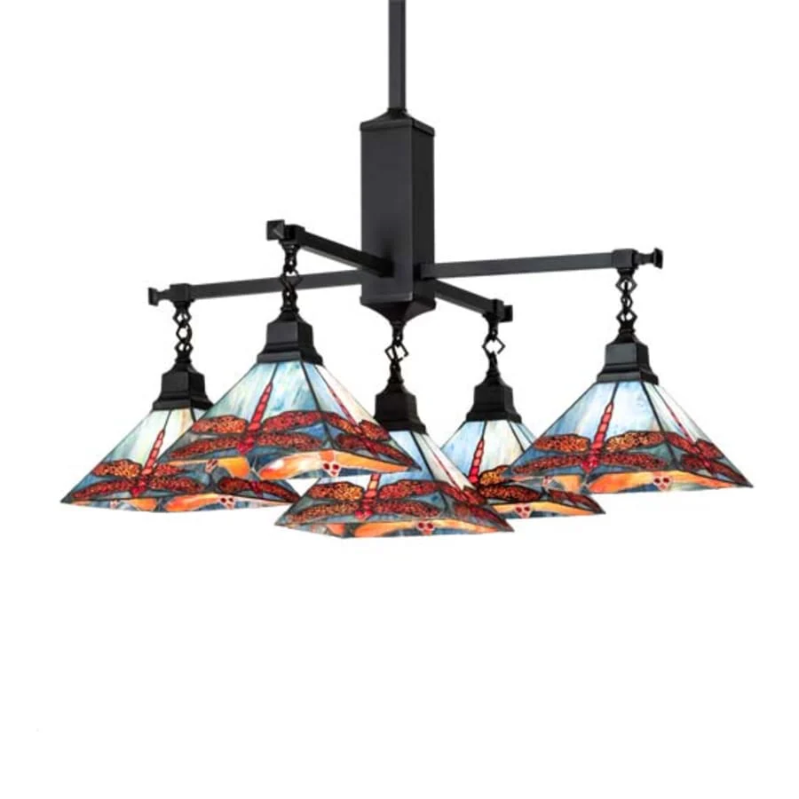 Meyda Tiffany Square Prairie Dragonfly 5 Light 51" Wide Chandelier - Image 1