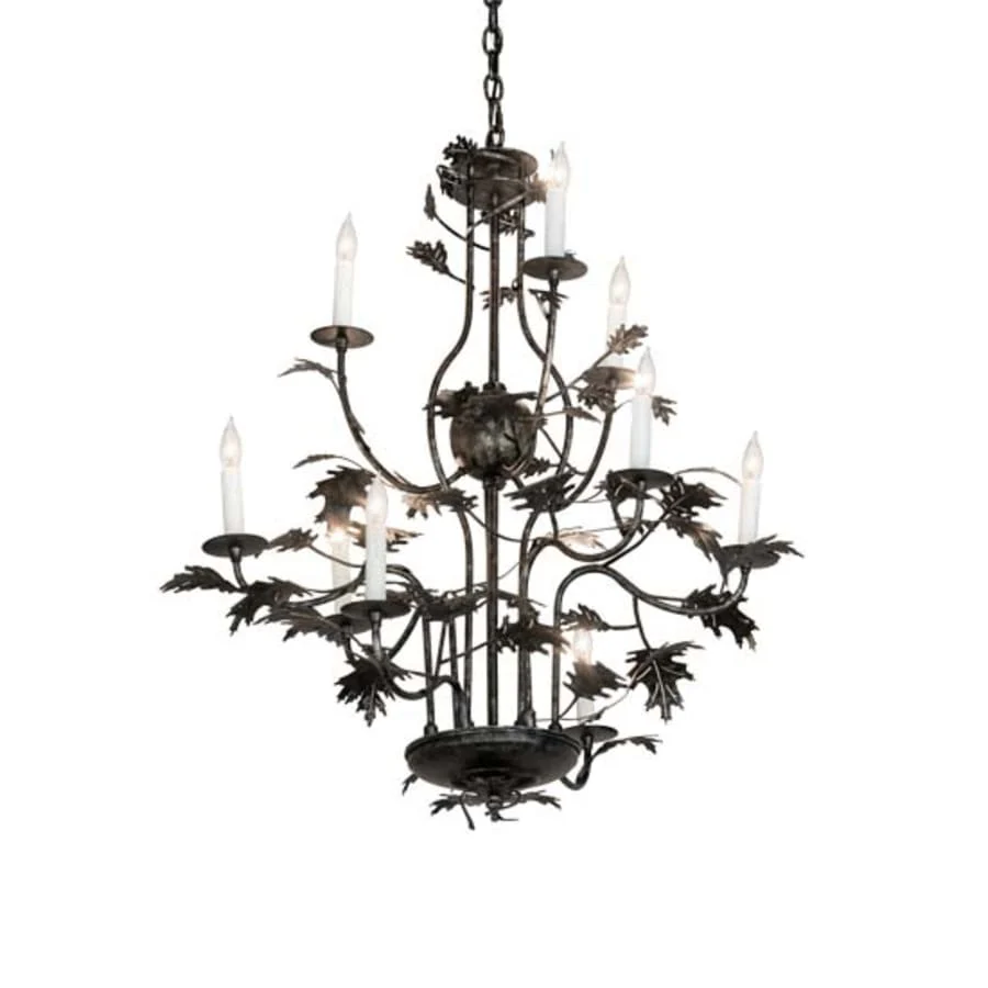 Meyda Tiffany Oak Leaf 9 Light 36" Wide Taper Candle Style Chandelier - Image 1