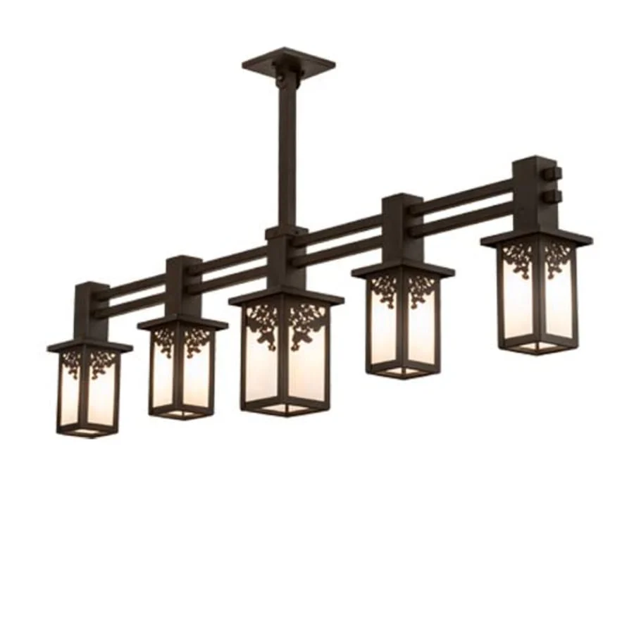 Meyda Tiffany Long Hyde Park Ginko Leaf 5 Light 54" Wide Linear Chandelier - Image 1