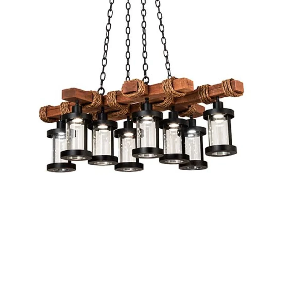 Meyda Tiffany Long Wood Beam 8 Light 42" Wide Chandelier - Image 1