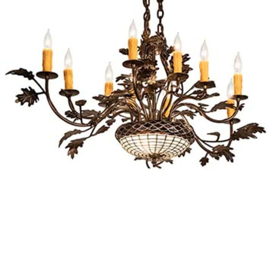 Meyda Tiffany Long Greenbriar Oak 10 Light 24" Wide Taper Candle Style Chandelier - Image 1
