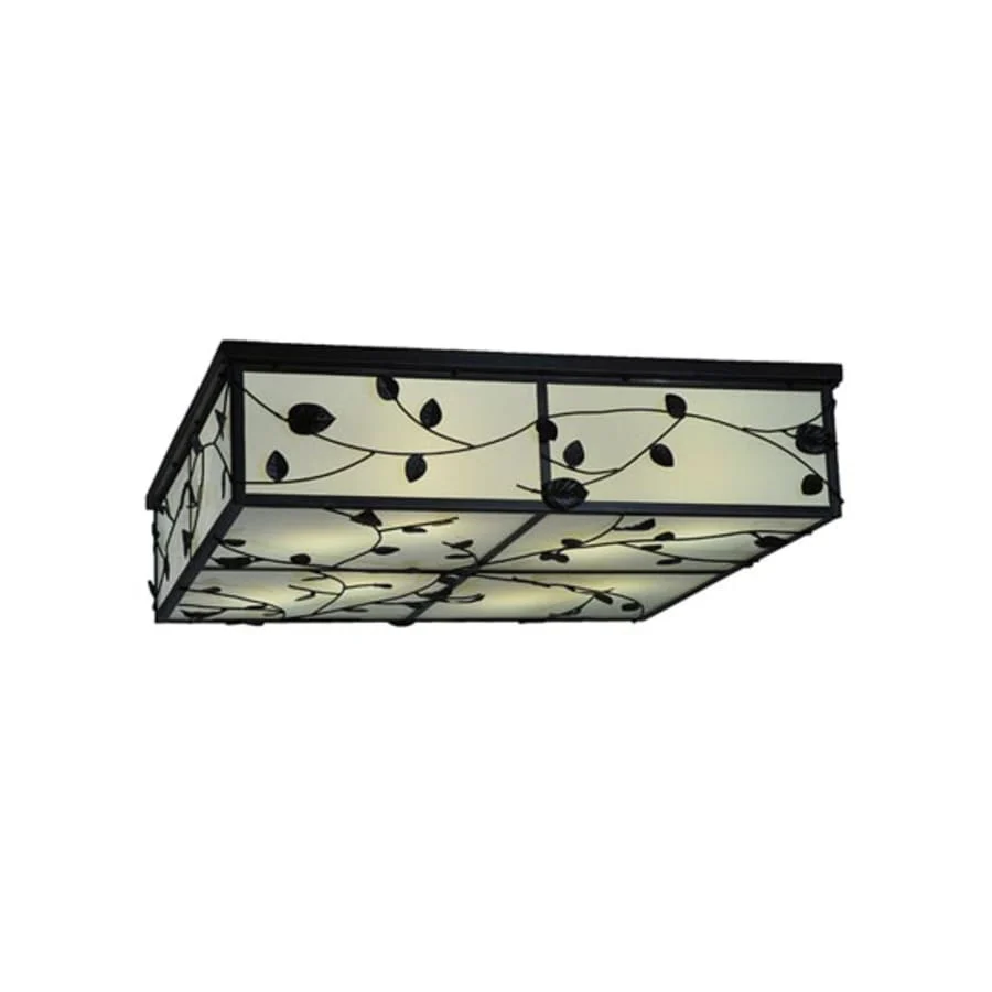 Meyda Tiffany Ivy 8 Light 51" Wide Flush Mount Square Ceiling Fixture - Textured Black Finish - Medium Bulb Base - Image 1