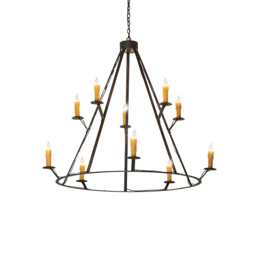 Meyda Tiffany Anthracite 10 Light 54″ Wide Taper Candle Style Chandelier
