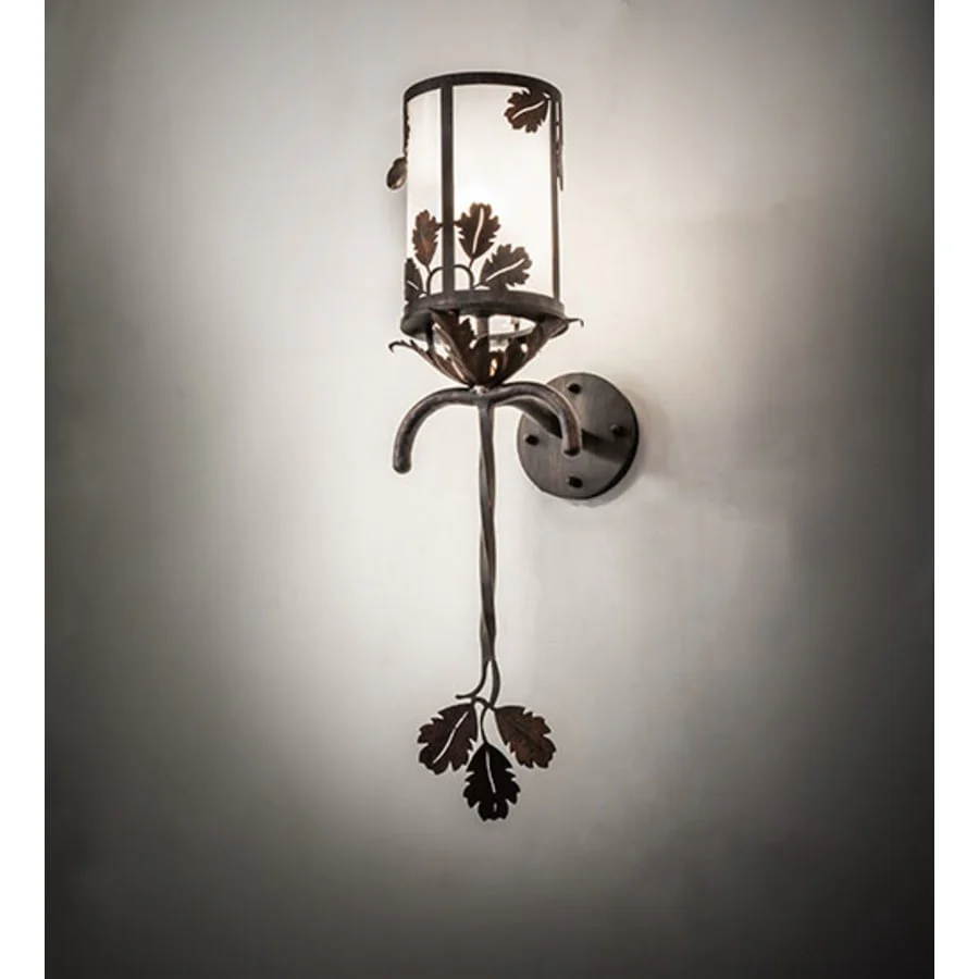 Meyda Tiffany Blue Oak 28" Tall Wall Sconce - Image 1