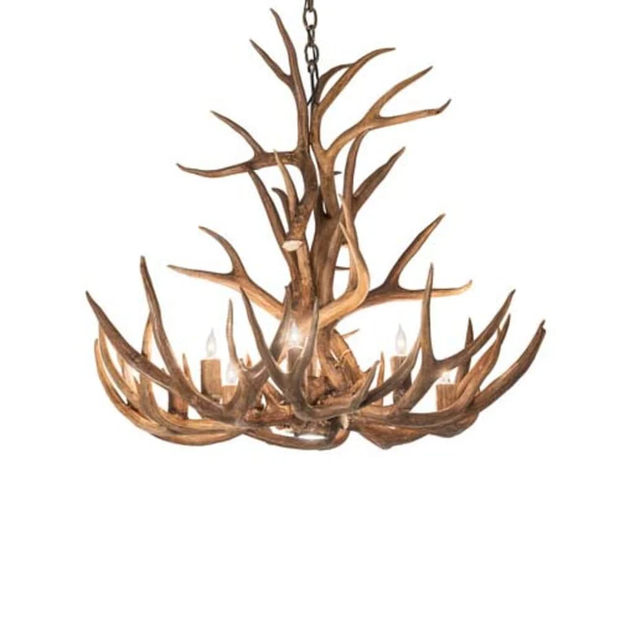 Meyda Tiffany Antlers 8 Light 34" Wide Antler Candle Style Chandelier - Image 1