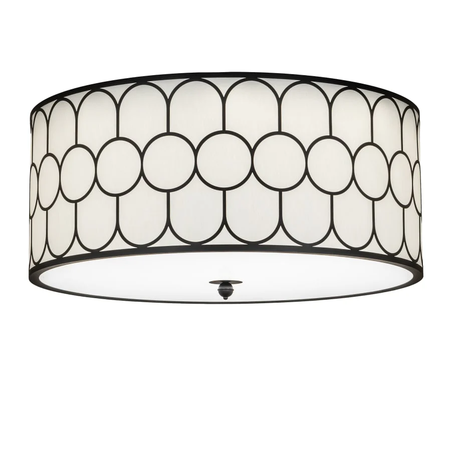 Meyda Tiffany Homer 48" Wide LED Flush Mount Drum Ceiling Fixture with Fabric Shade - Image 1