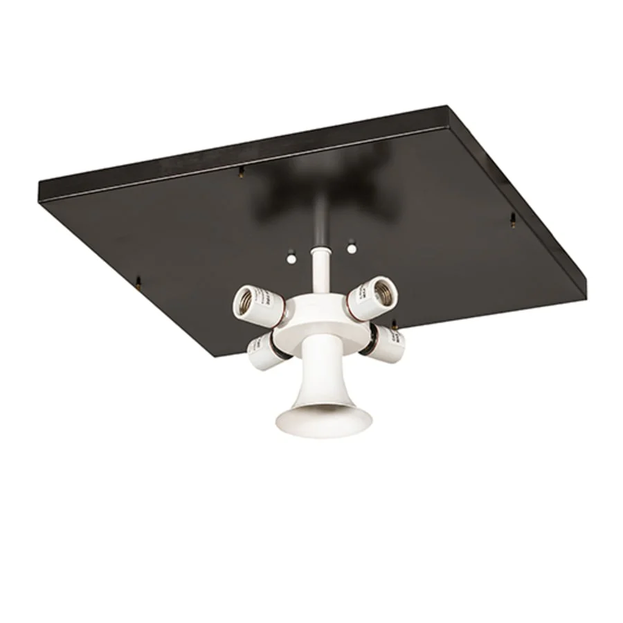 Meyda Tiffany Kungsholm 4 Light 26" Wide Flush Mount Square Ceiling Fixture with Blue Glass Shade - Craftsman Brown Finish - Image 3