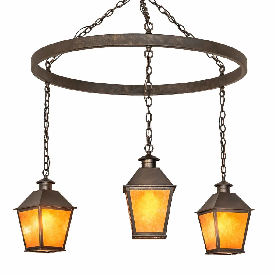 Meyda Tiffany Stafford 3 Light 48" Wide Multi Light Pendant with Amber Mica Shades - Image 1