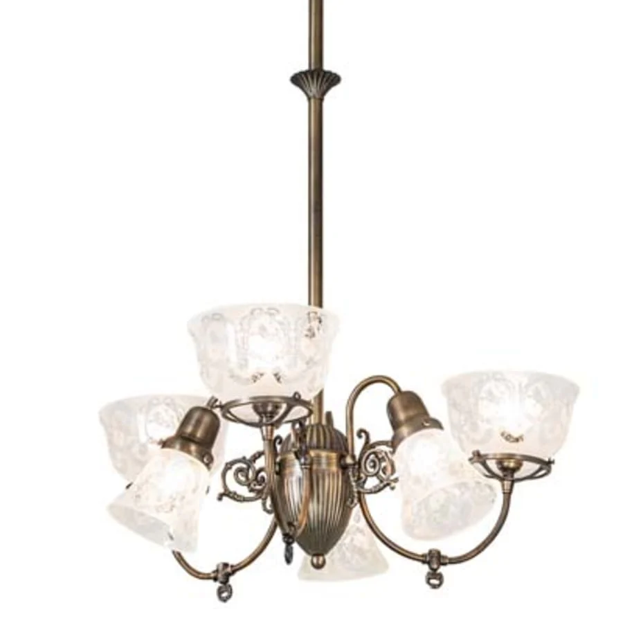Meyda Tiffany Revival Gas and Electric 6 Light 27" Wide Chandelier - Image 1