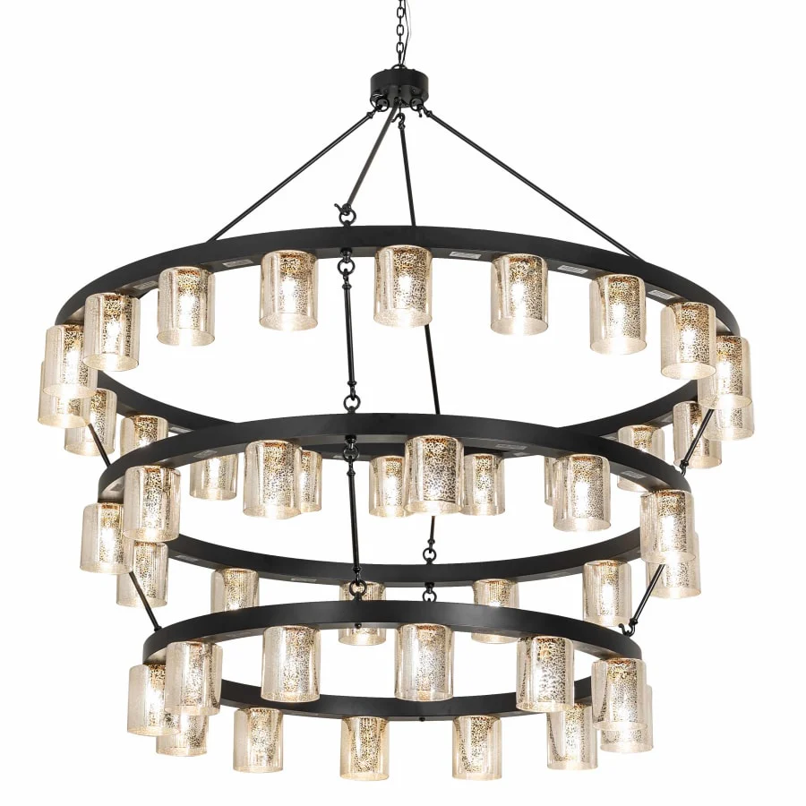 Meyda Tiffany Horizon 44 Light 70" Wide Ring Chandelier with Mercury Glass Shades - Image 1