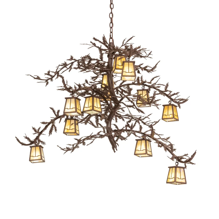 Meyda Tiffany Pine Branch 12 Light 48" Wide Chandelier with Iridescent Glass Shades - Image 1
