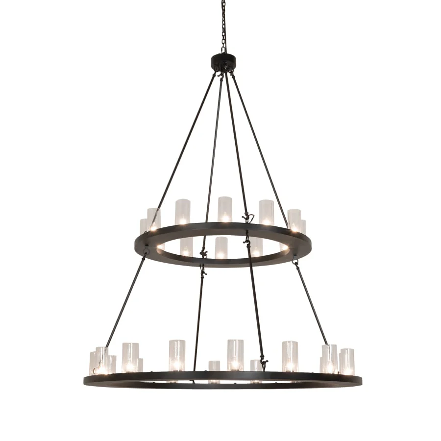 Meyda Tiffany Loxley 28 Light 60" Wide Pillar Candle Ring Chandelier with Clear, Seedy Glass Shades - Image 1