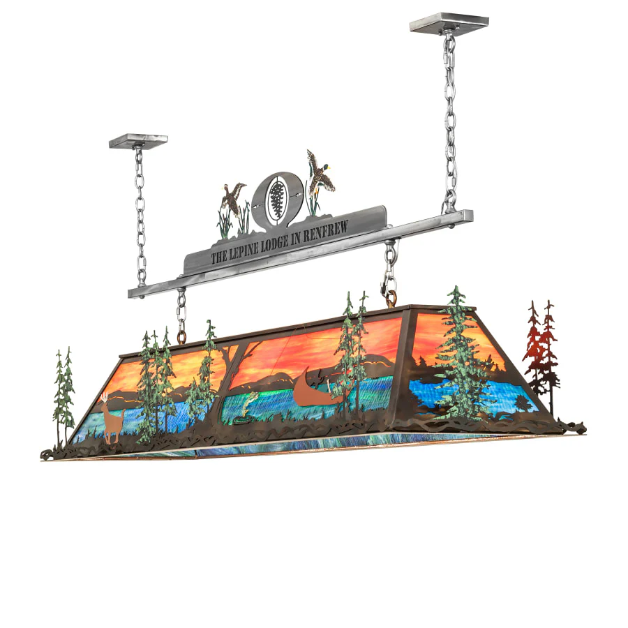 Meyda Tiffany Lepine Lodge 9 Light 72" Wide Linear Chandelier with Art Glass Shade - Image 1