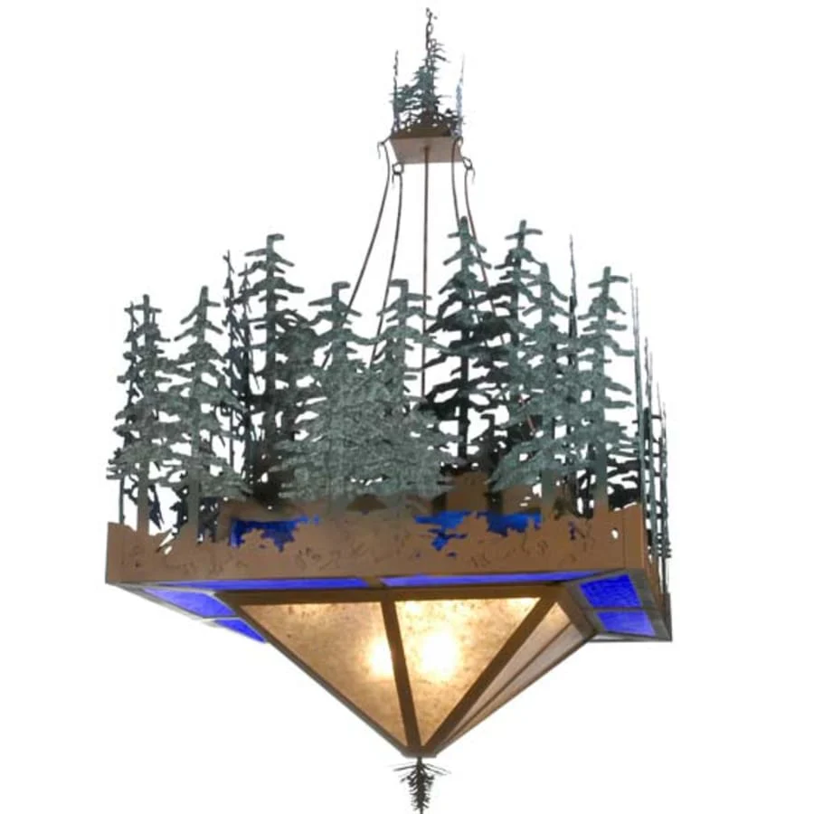 Meyda Tiffany Square Pine Lake 12 Light 85" Wide Pendant - Image 1