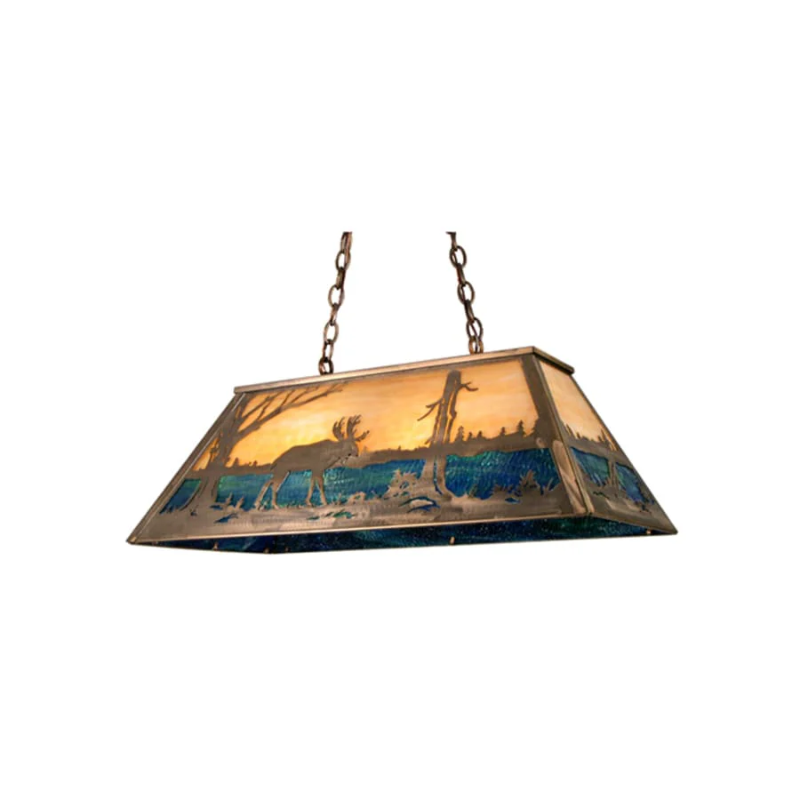 Meyda Tiffany 33" L Moose At Lake Island / Billiard Fixture - Image 1